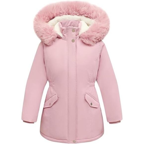 Kids Long Coat Waterproof Winter Warm Parka Puffer Jacket with Hood - Picture 8 of 9